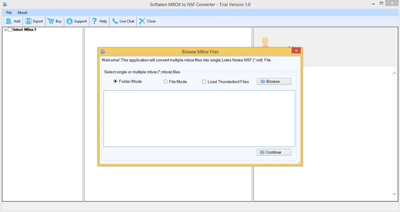 Click to enlarge Add MBOX files or folder for conversion