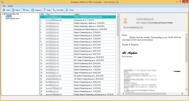 Click to enlarge Preview selected MBOX emails