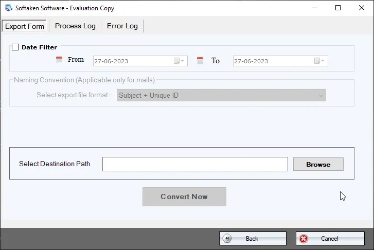 Click to enlarge Choose output destination for MBOX files