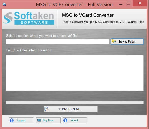 Click to enlarge Export MSG contacts to VCF destination