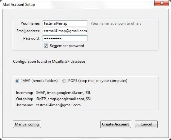 enable imap radio button