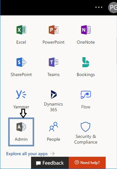 launch microsoft admin center